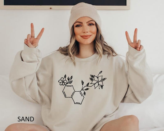 Serotonin Flowers Sweatshirt Mental Health Hoodie Floral Sweatshirt Anxiety Sweaters Funny Anxiety Hoodie Flowers Lover Gift TK43GN