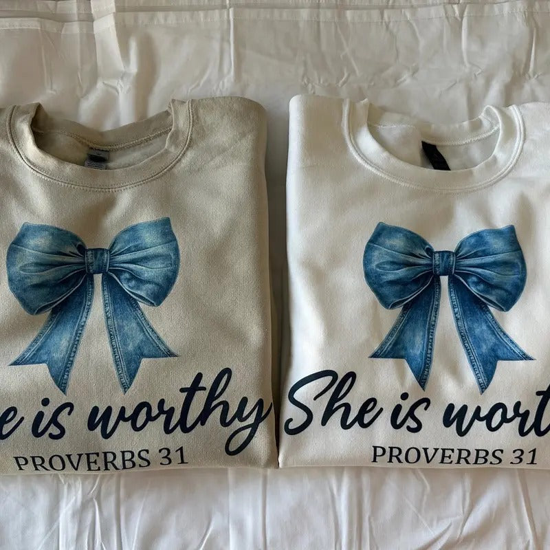 She is Worthy Christian Sweatshirt Proverbs 31 Sweatshirt Christian Sweatshirt