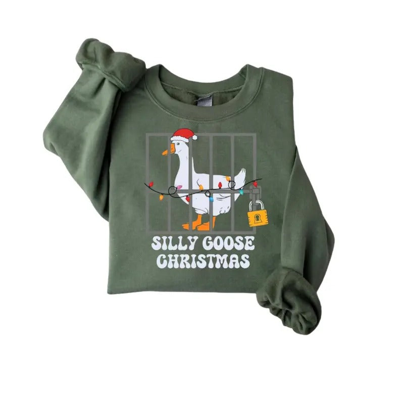 Silly Goose Christmas Sweatshirt, Silly Goose Christmas Shirt, Funny Duck Hoodie, Christmas Gift for Goose Lovers, Xmas Gift