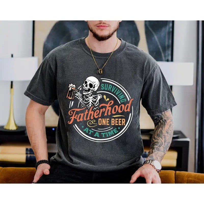 Surviving Fatherhood One Beer At A Time Comfort Colors Shirt Father's Day Shirt Funny Dad Shirt Birthday Dad Shirt Gift For Dad Shirt