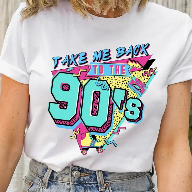Take Me Back To The 90's Shirt, Retro Old Funny Day Tee, Missing Old Happy Days, 1990 Retro Shirt, Old But Gold Days, I Wish I Could Go Back Summer Shirts Menswear Top Underwear Man Tshirt Streetwear Tropical Crewneck Round Neck Casual