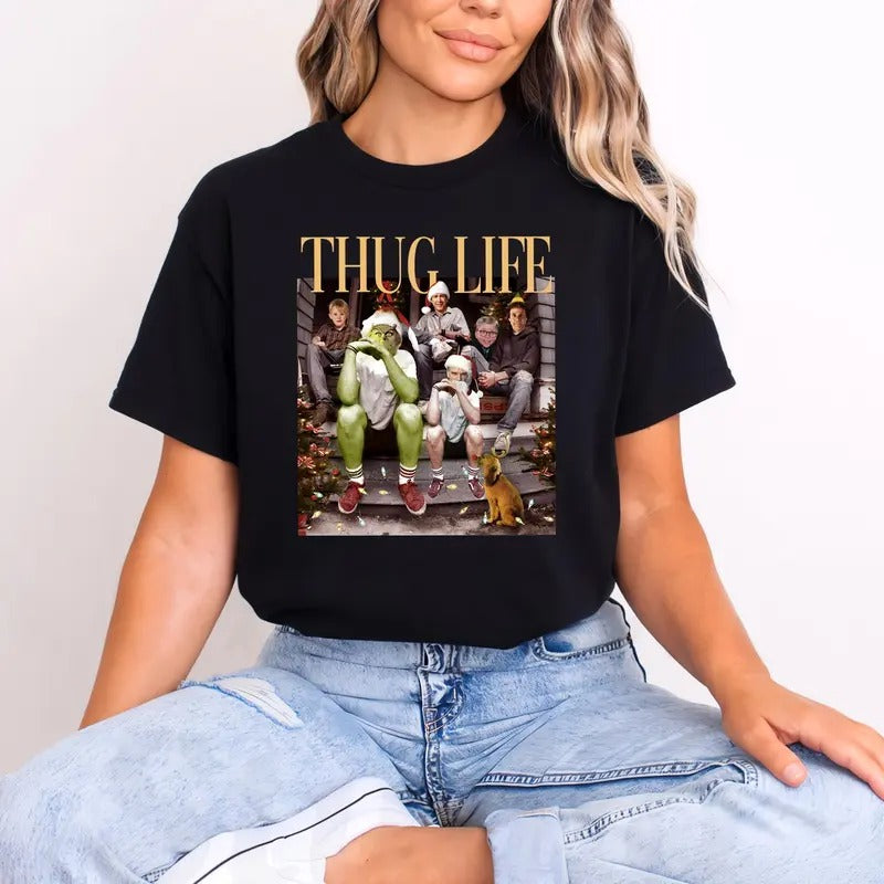 Thug Life Grinc.h Ver2 Shirt - Sweatshirt - Hoodie, Grinc.hmas Season Christmas Friends Shirt, Funny Thug Life Grinc.h, Tee Print