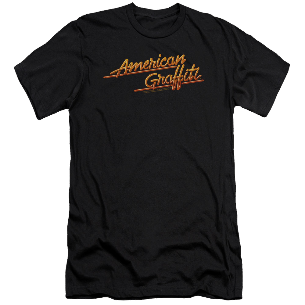 American Graffiti Neon Logo - Men's Premium Slim Fit T-Shirt