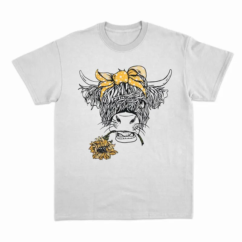 Unisex Cow with Sunflower Cute T-Shirt , Sweatshirt and Hoodie