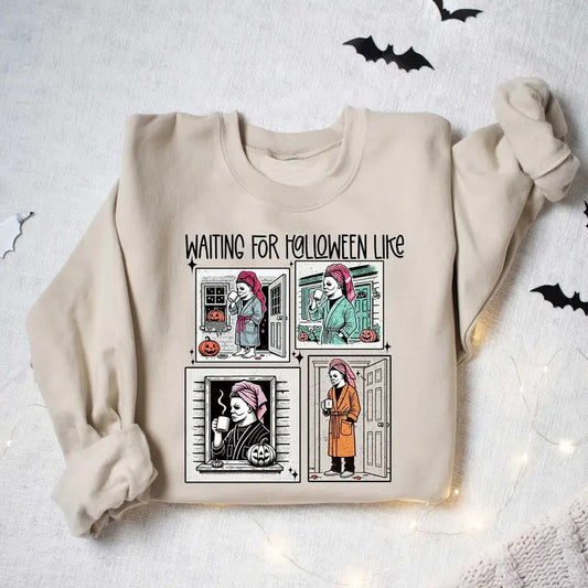 Waiting For Halloween Like Sweatshirt, Halloween Movie Sweatshirt, Funny Halloween Sweatshirt, Fall Halloween Gift Shirt, Halloween Movie Character Shirt, Halloween Night Shirt