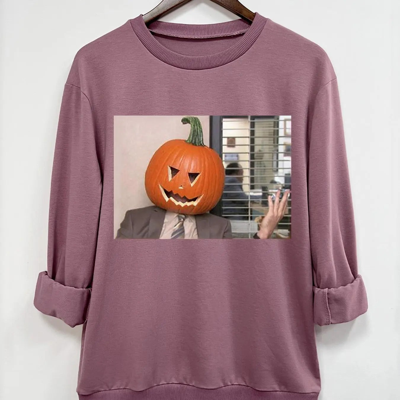 Women's Halloween Themed Graphic Round Neck Sweatshirt, Casual Long Sleeve Pullover, Women's Top for Fall & Winter