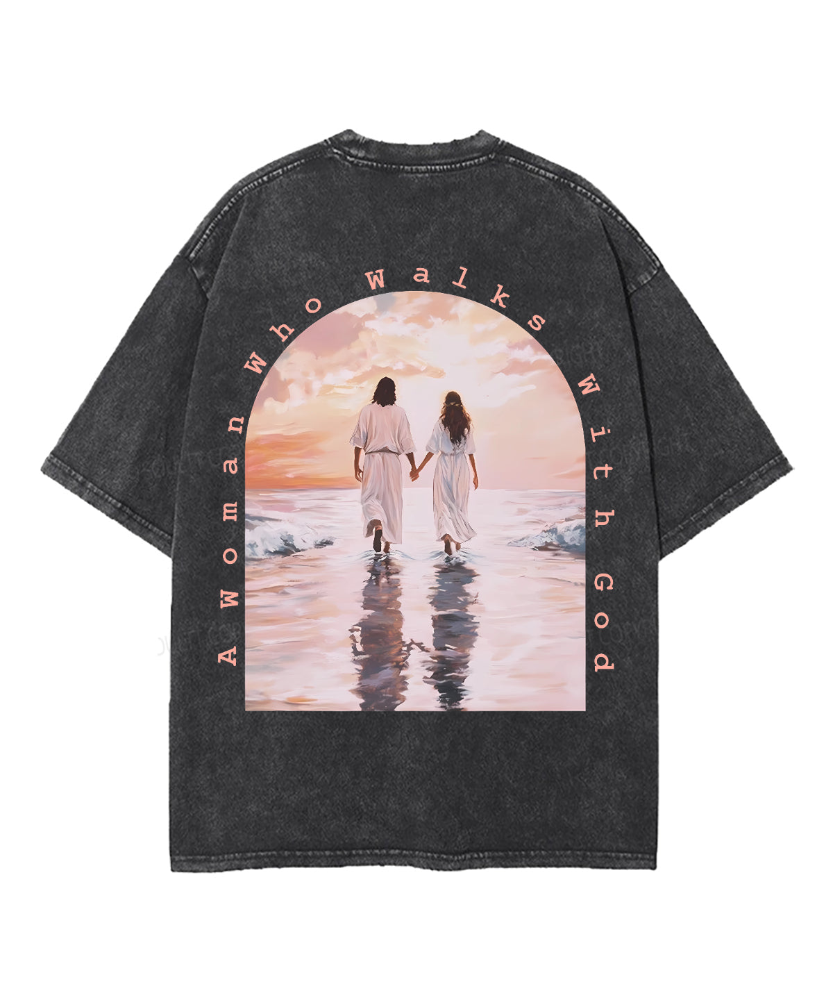 A Woman Who Walks With God Double Sided Unisex Washed Christian T-shirt