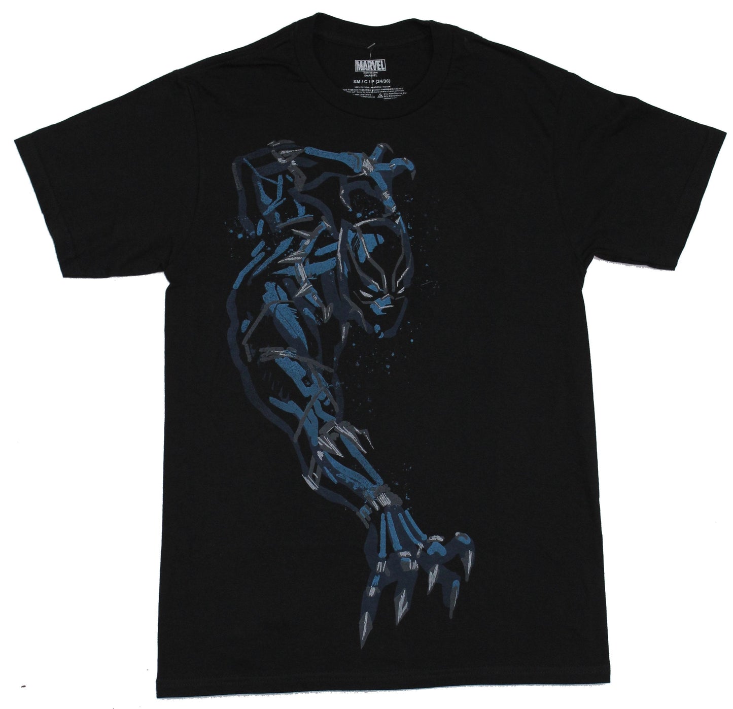 Black Panther Mens T-Shirt - Reaching Stlyized Splattered Image