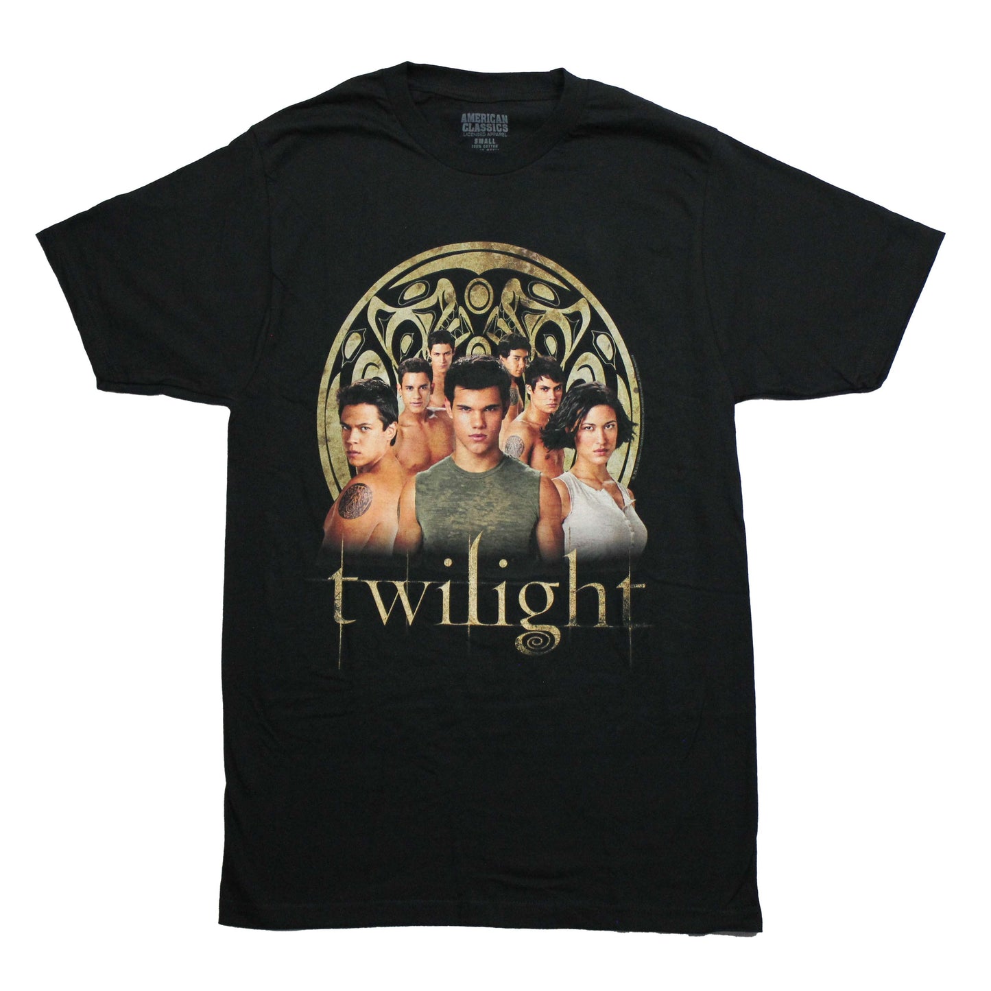 Twilight Mens T-Shirt - Jacob at Center of Quileute Tribe Above Name