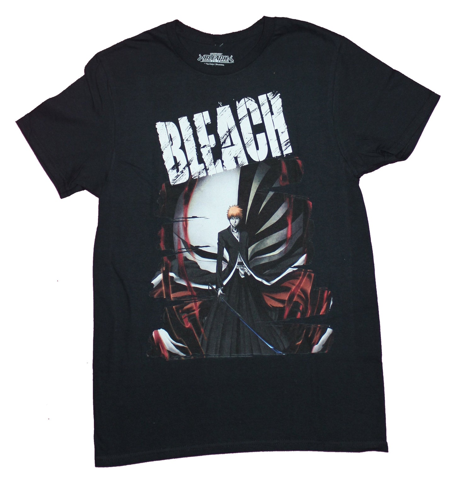 Bleach Mens T-Shirt - Ichigo In Front of Mask Under Logo