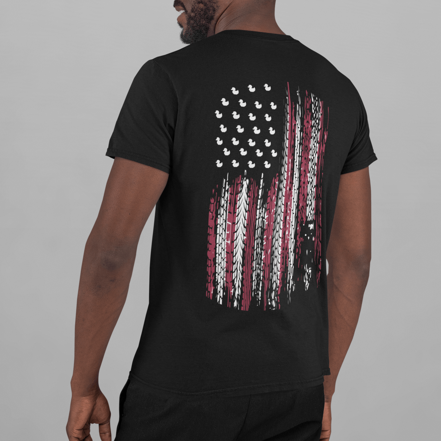 American Flag Tread Duck Themed Tee Shirt