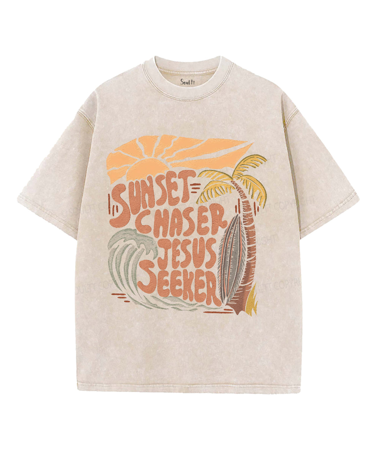 Sunset Chaser Jesus Seeker Unisex Washed Christian T-shirt