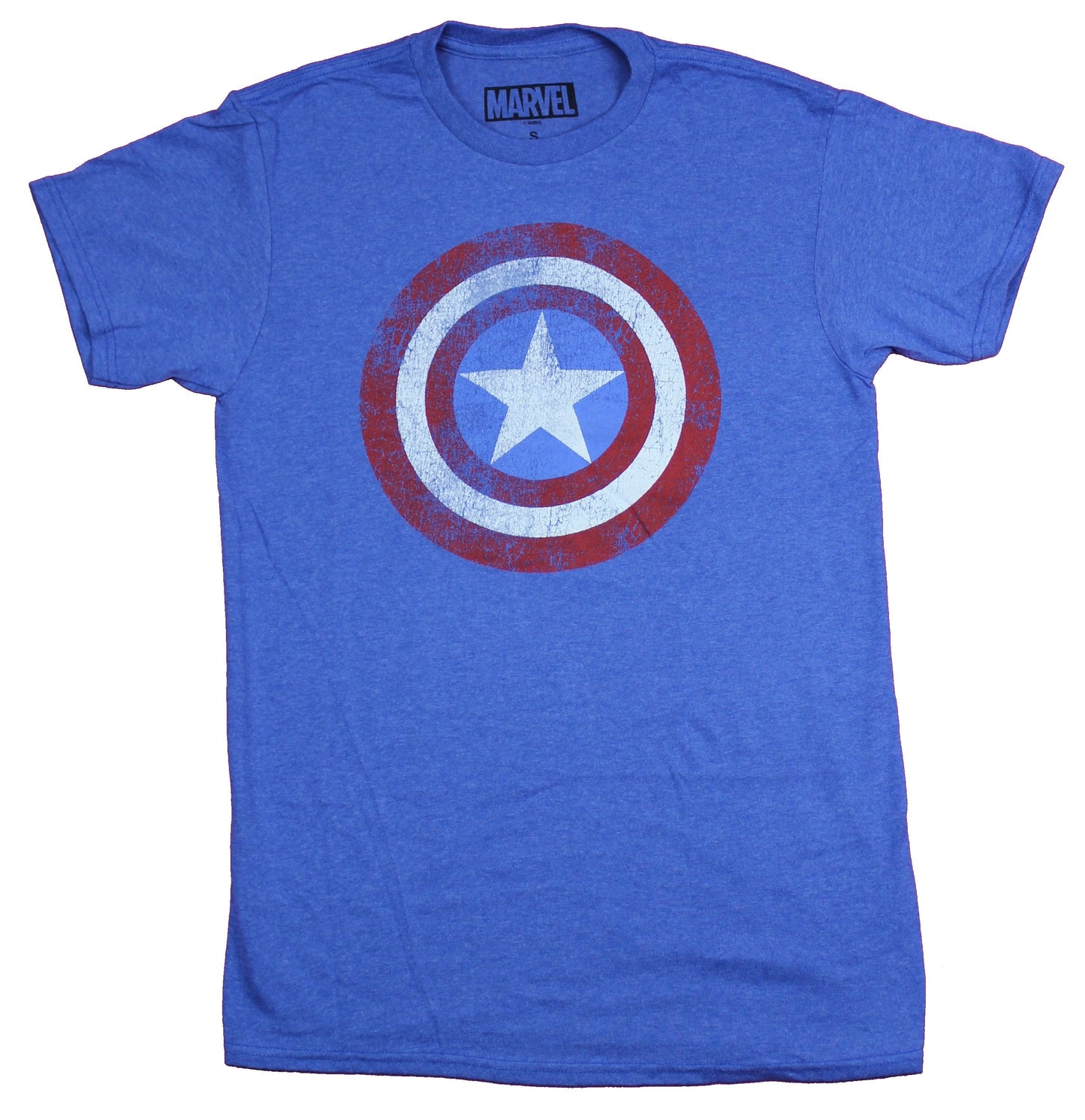 Captain America Mens T-Shirt - Classic Distressed Cracked Logo Image