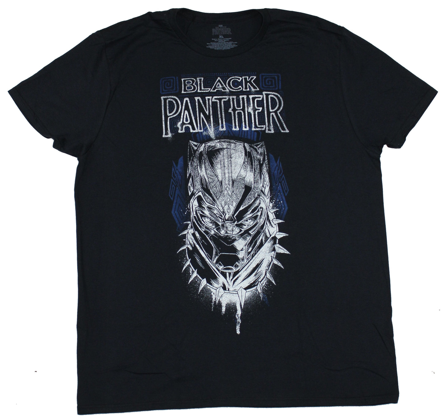 Black Panther Mens T-Shirt - Big Face Image Under Logo