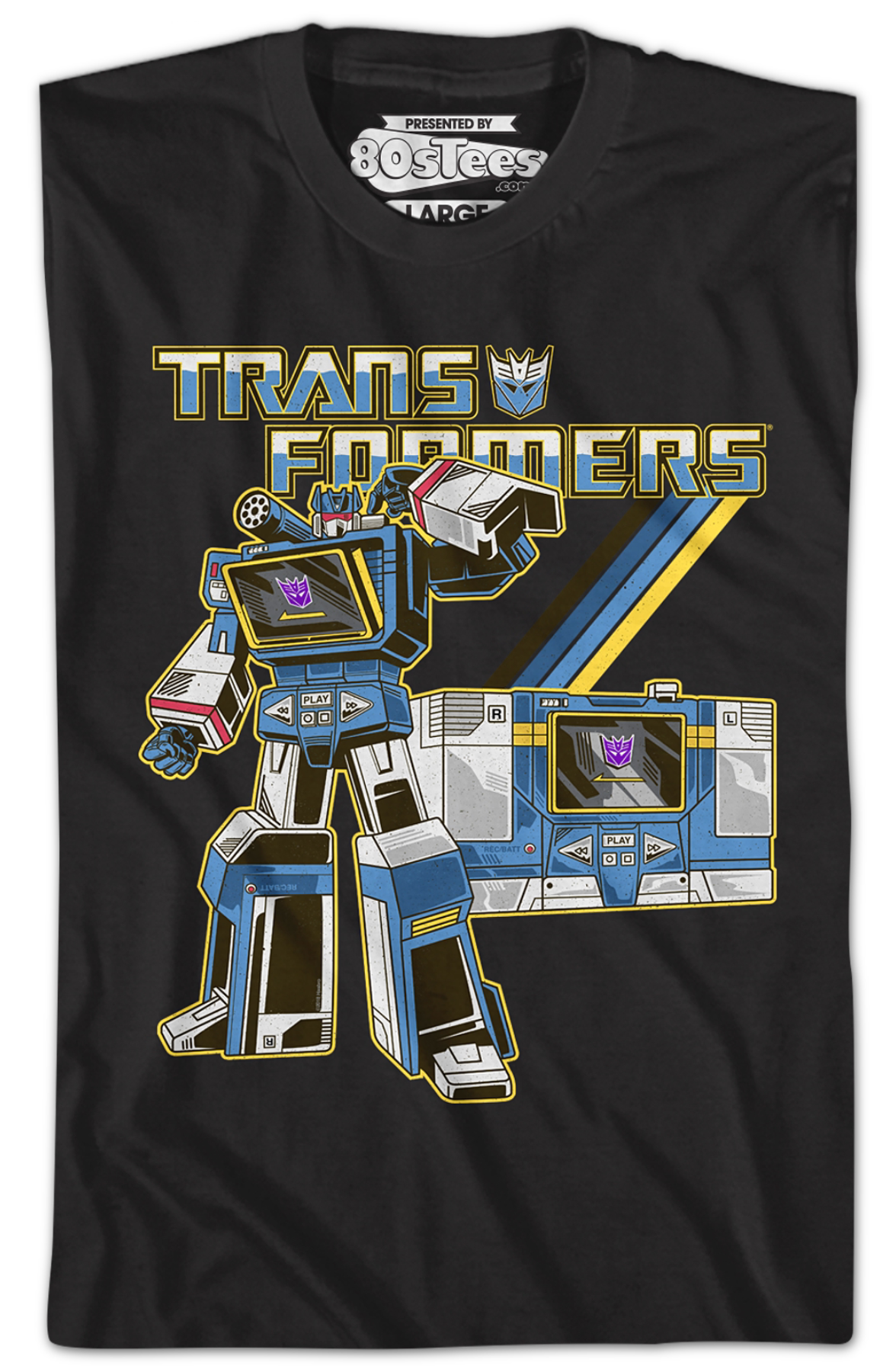 Black Retro Soundwave Transformers T-Shirt
