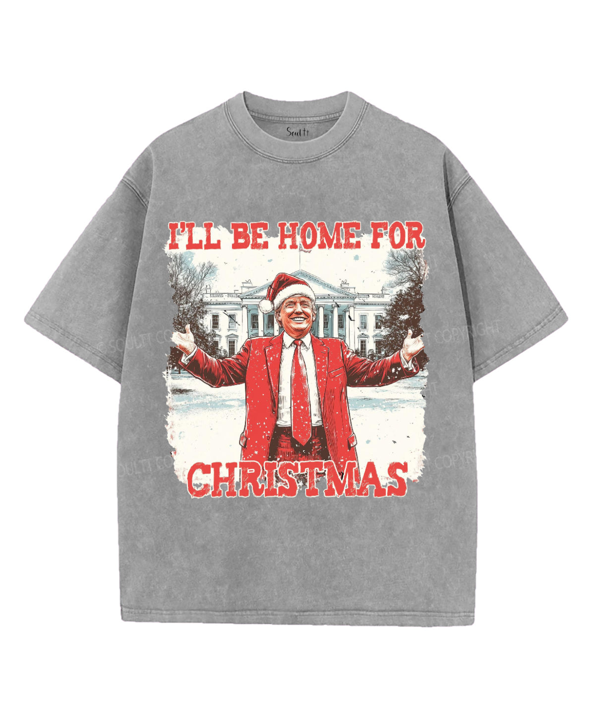 I Will Be Home For Christmas Washed Christian T-shirt