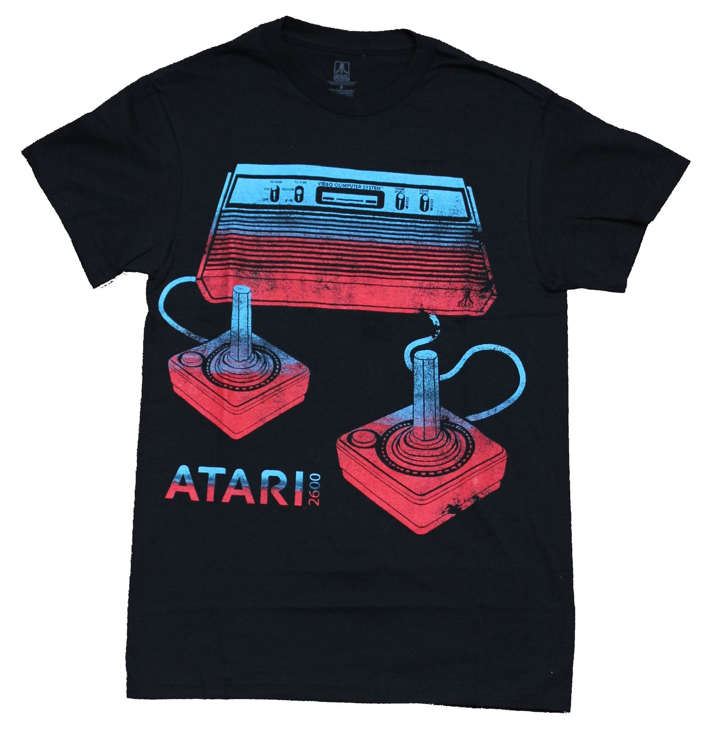 Atari Mens T-Shirt - Classic Atari 2600 Blue Red Distressed Console