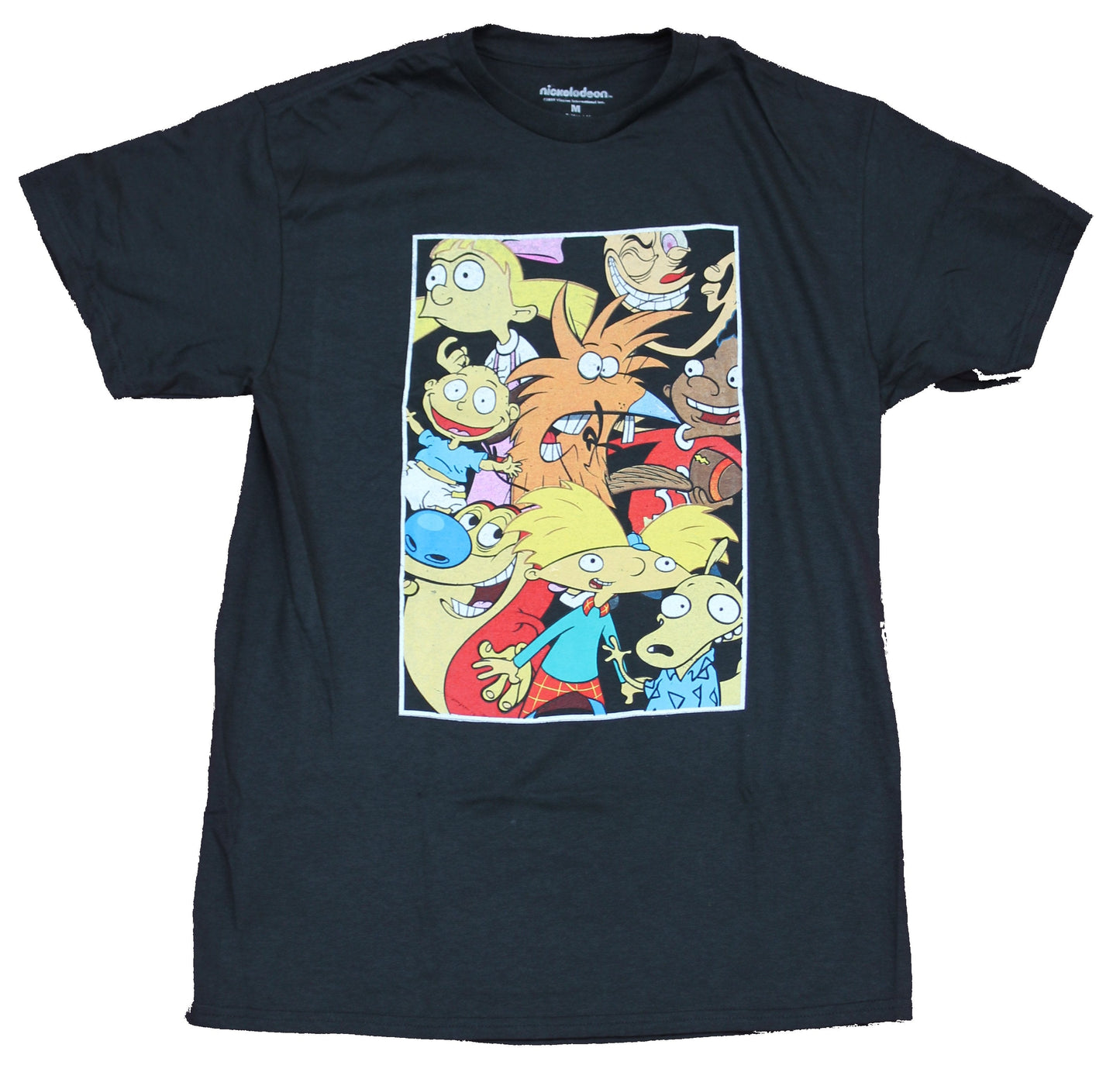 Nicktoons Mens T-Shirt - Classic 90's Group Ren Stimpy Arnold Rugrats Rocko