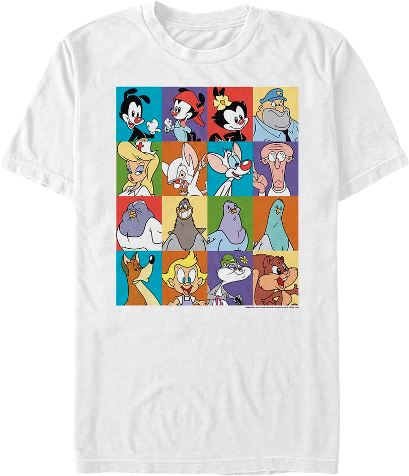 White Classic Character Blocks Animaniacs T-Shirt