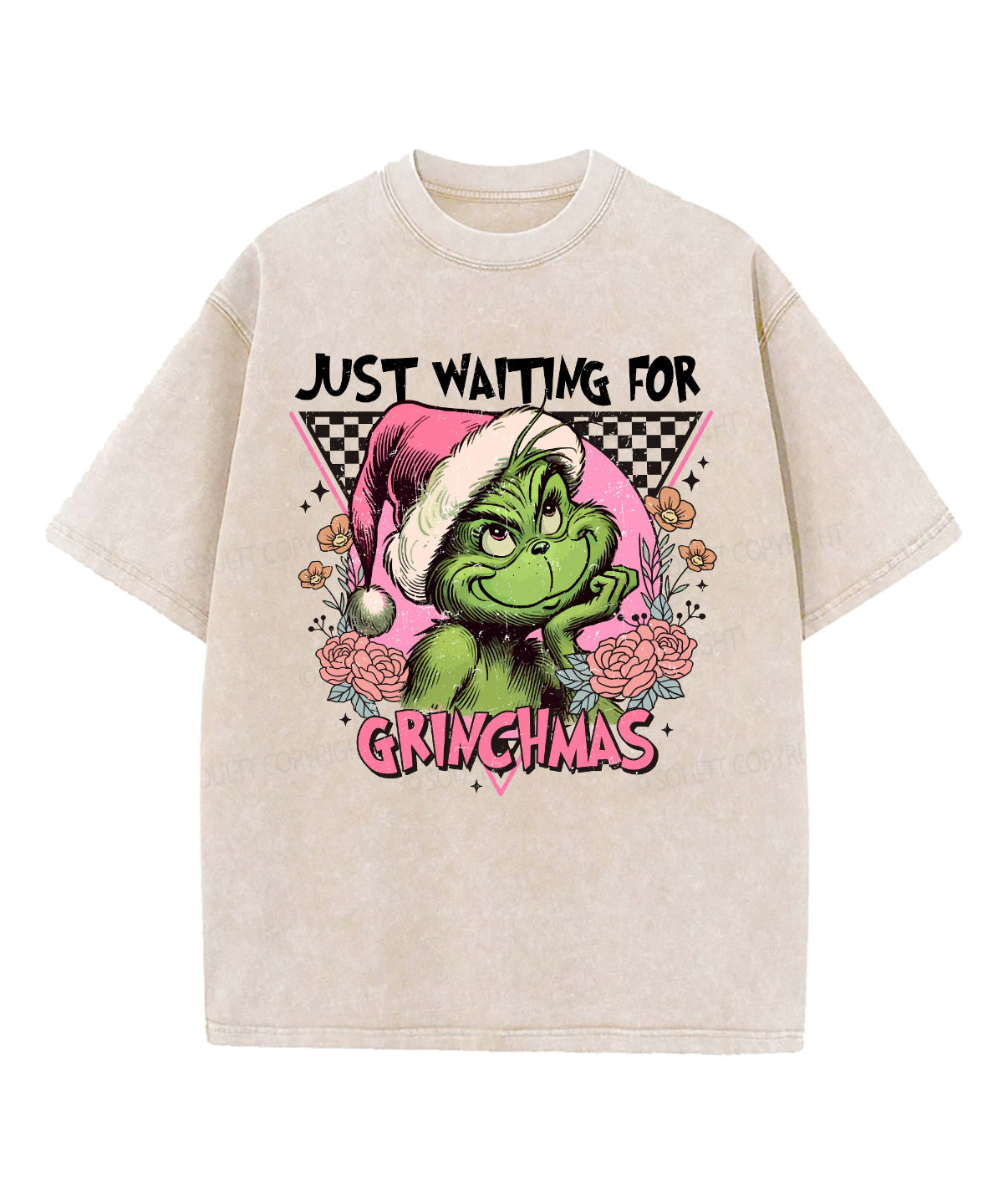 Just Waiting For Grinchmas Washed Christian T-shirt