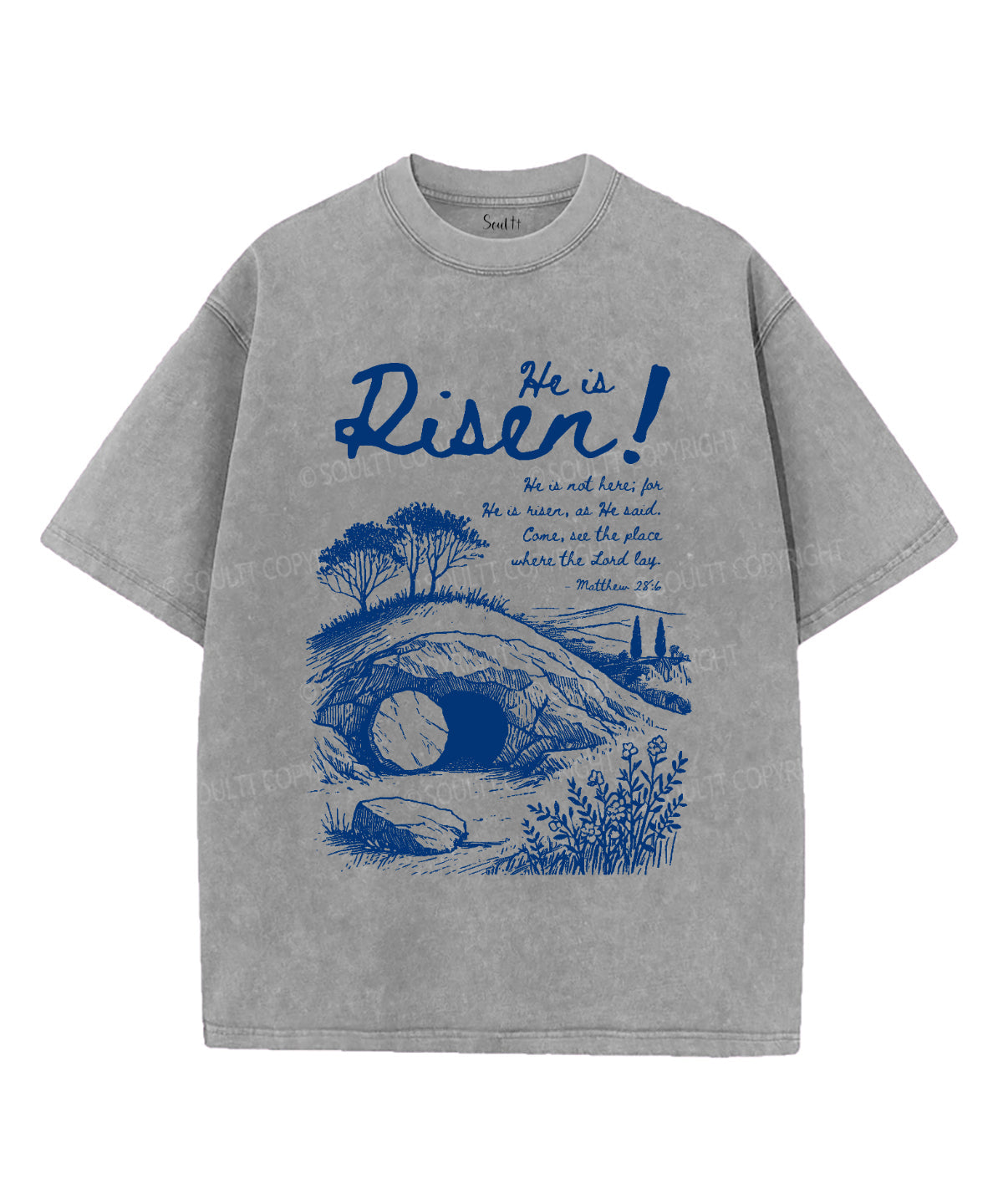 He Is Risen Unisex Washed Christian T-shirt Style006