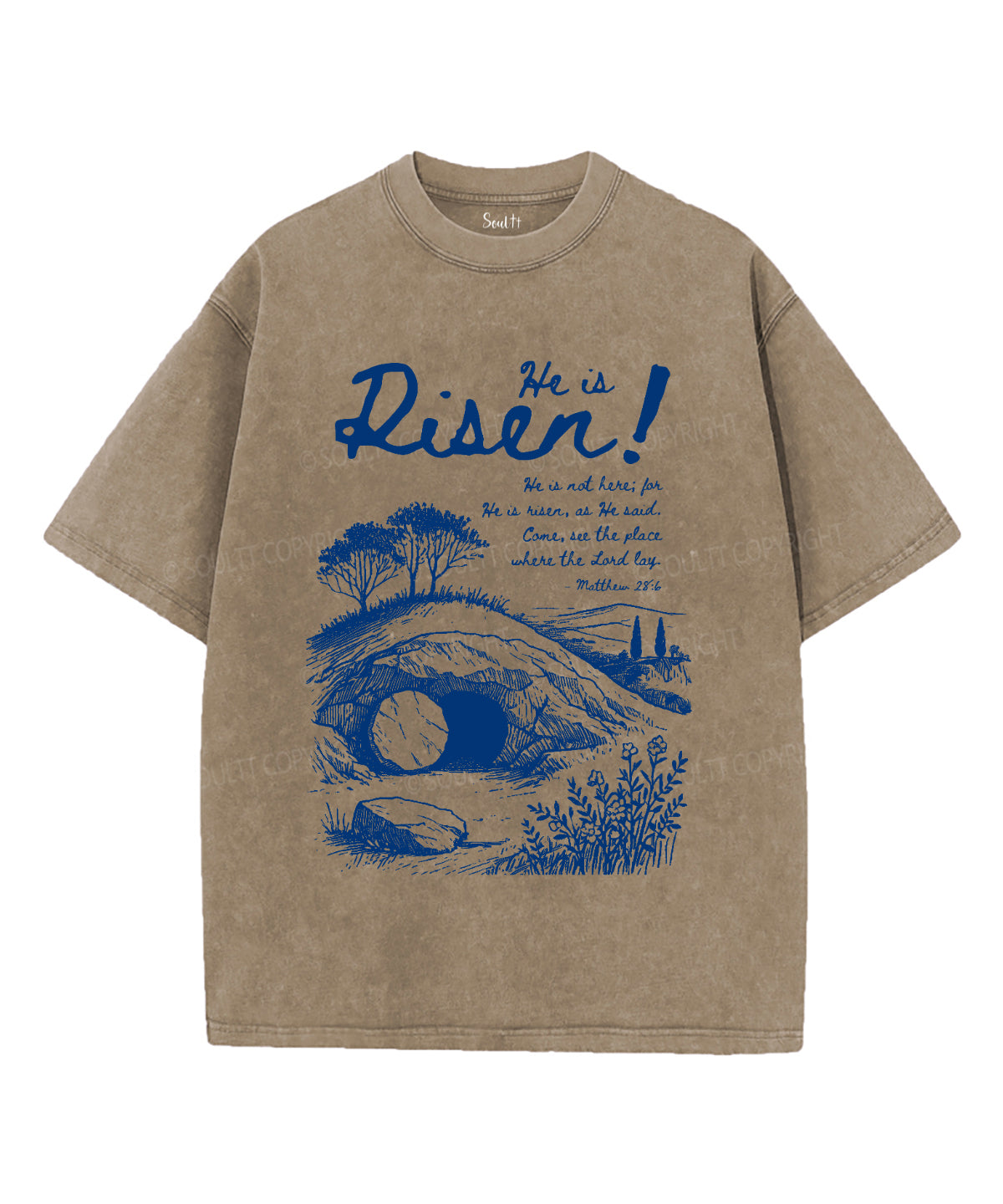 He Is Risen Unisex Washed Christian T-shirt Style006