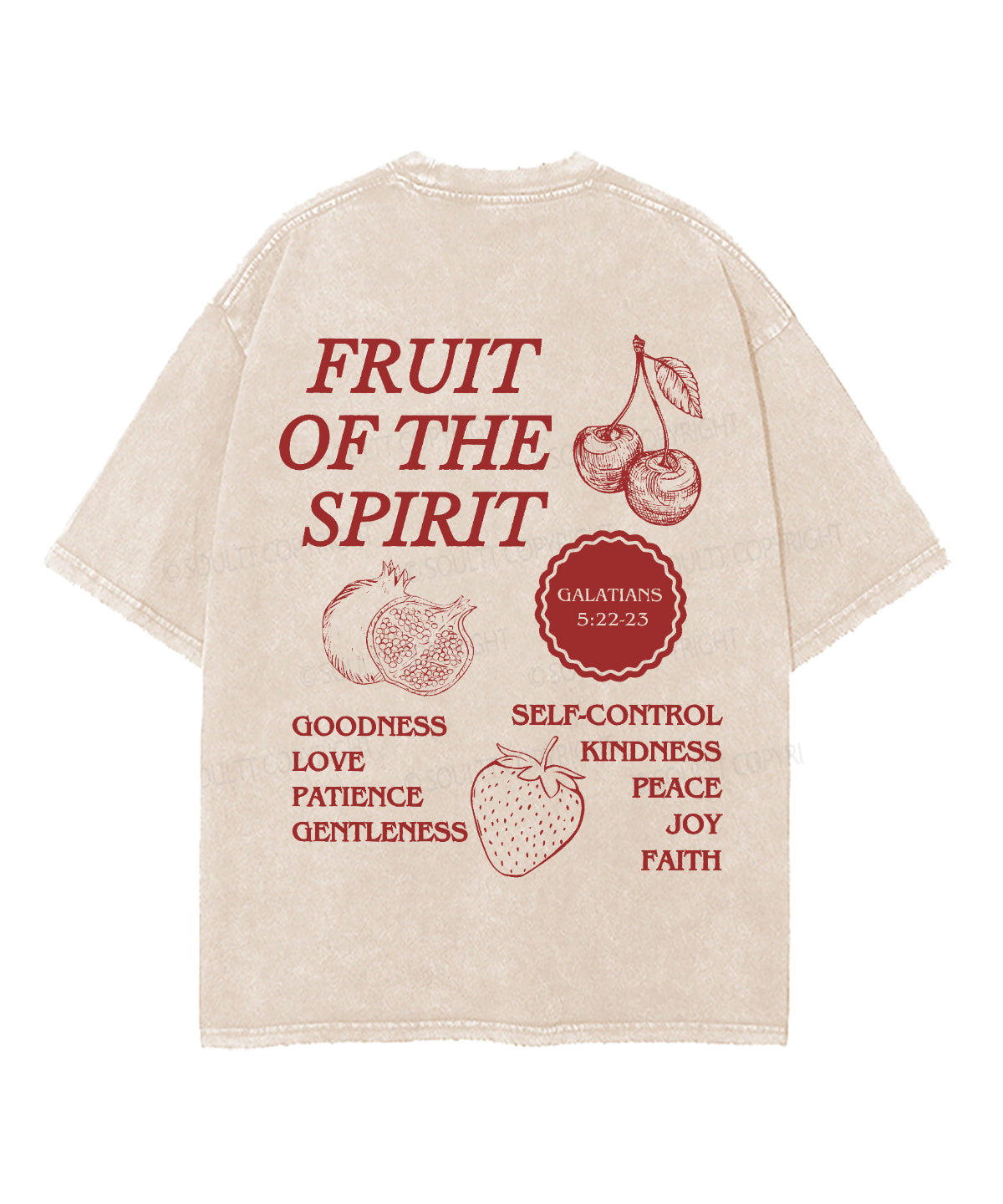 Fruit Of The Spirit Double Sided Unisex Washed Christian T-shirt Style007