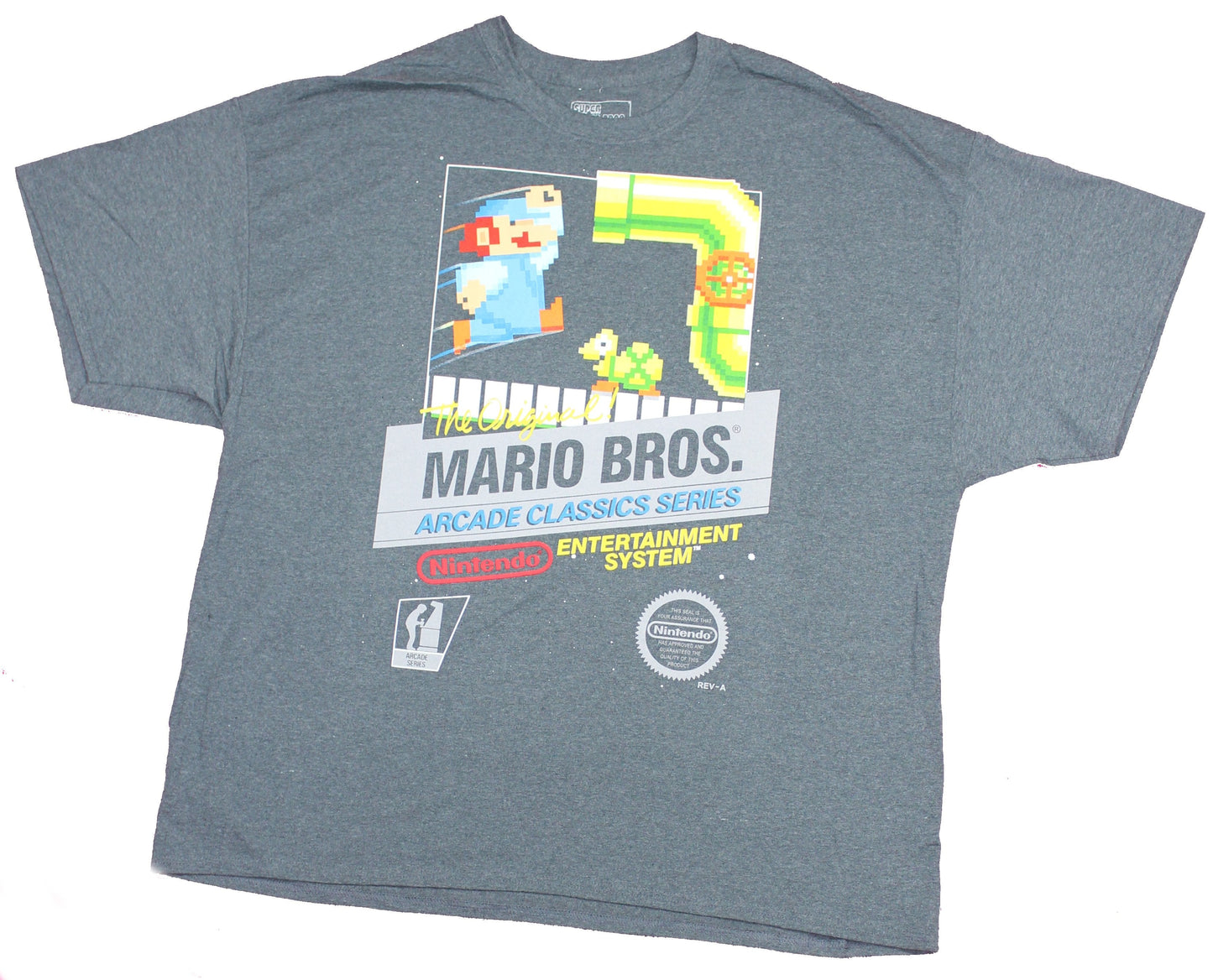 Mario Brothers Mens T-Shirt - Classic NES 8-Bit Box Art
