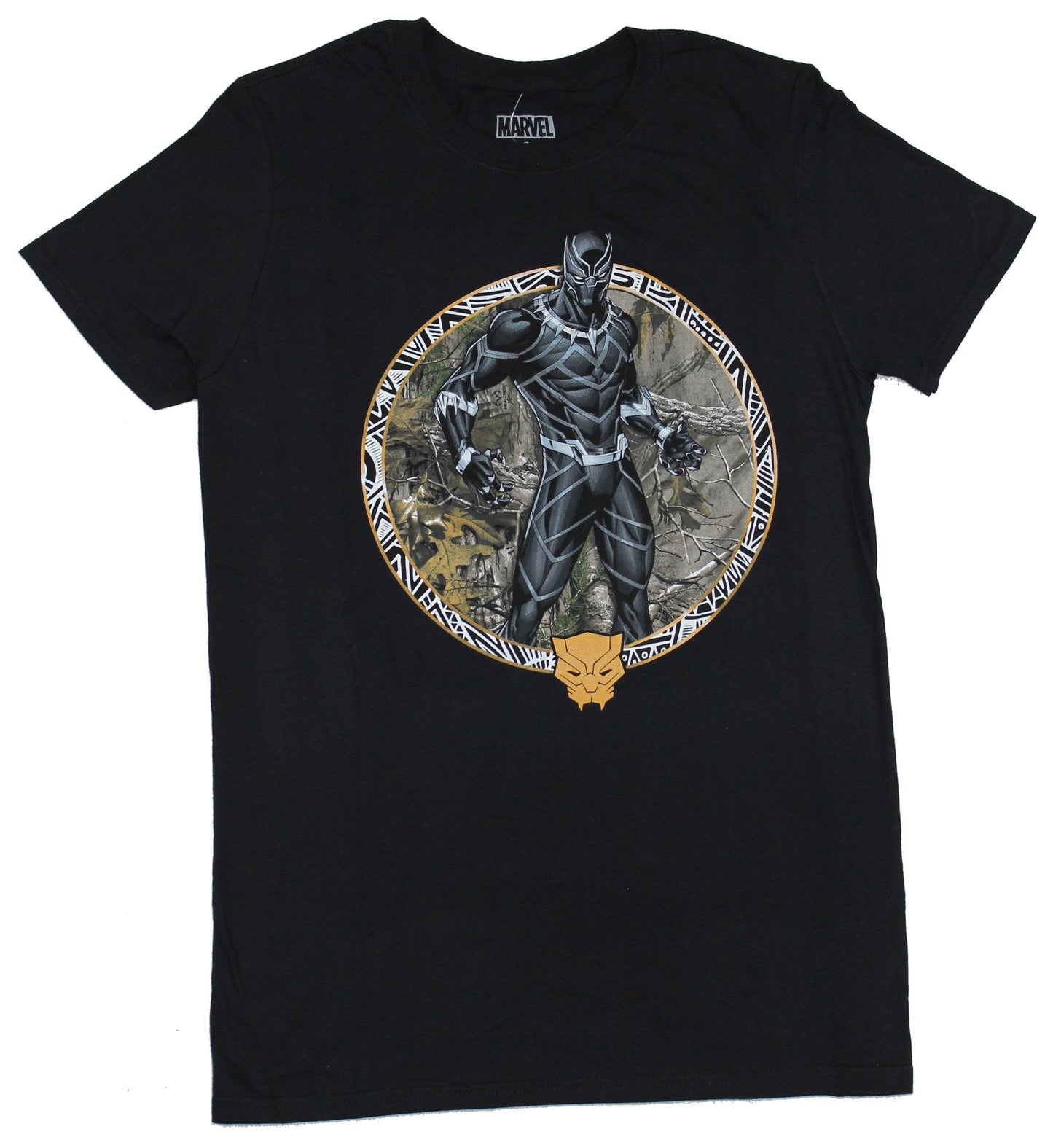 Black Panther Mens T-Shirt - Real Tree Camo Medallion Image (X-Large, X-Large)