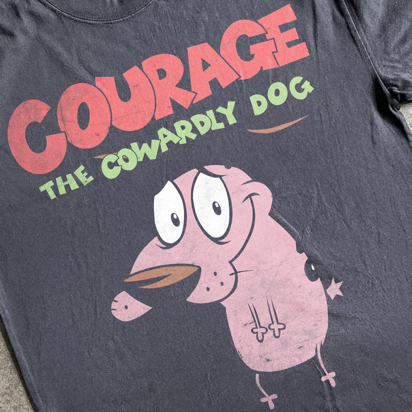 CARTOON NETWORK COURAGE THE COWARDLY DOG VINTAGE HEAVYWEIGHT BLACK T-SHIRT