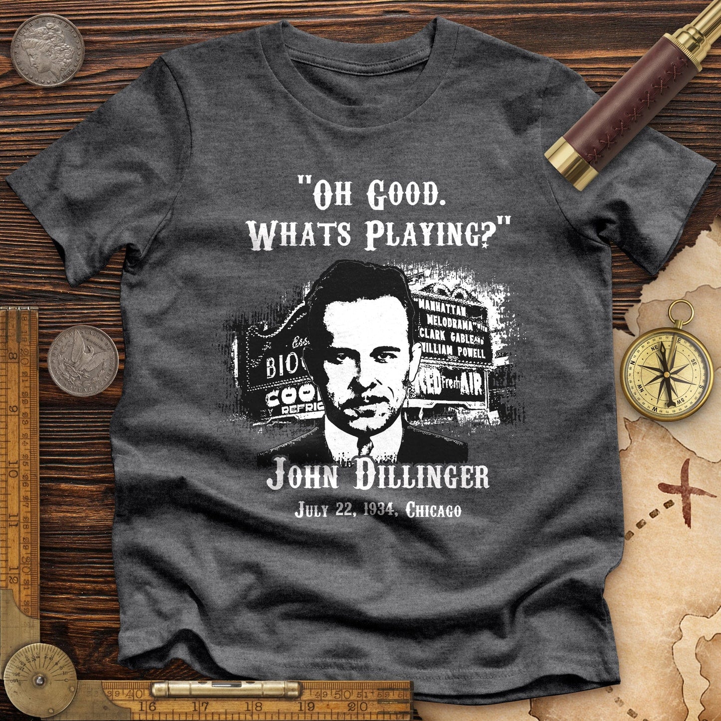 John Dillinger Let's Go To Movies Premium Quality Tee
