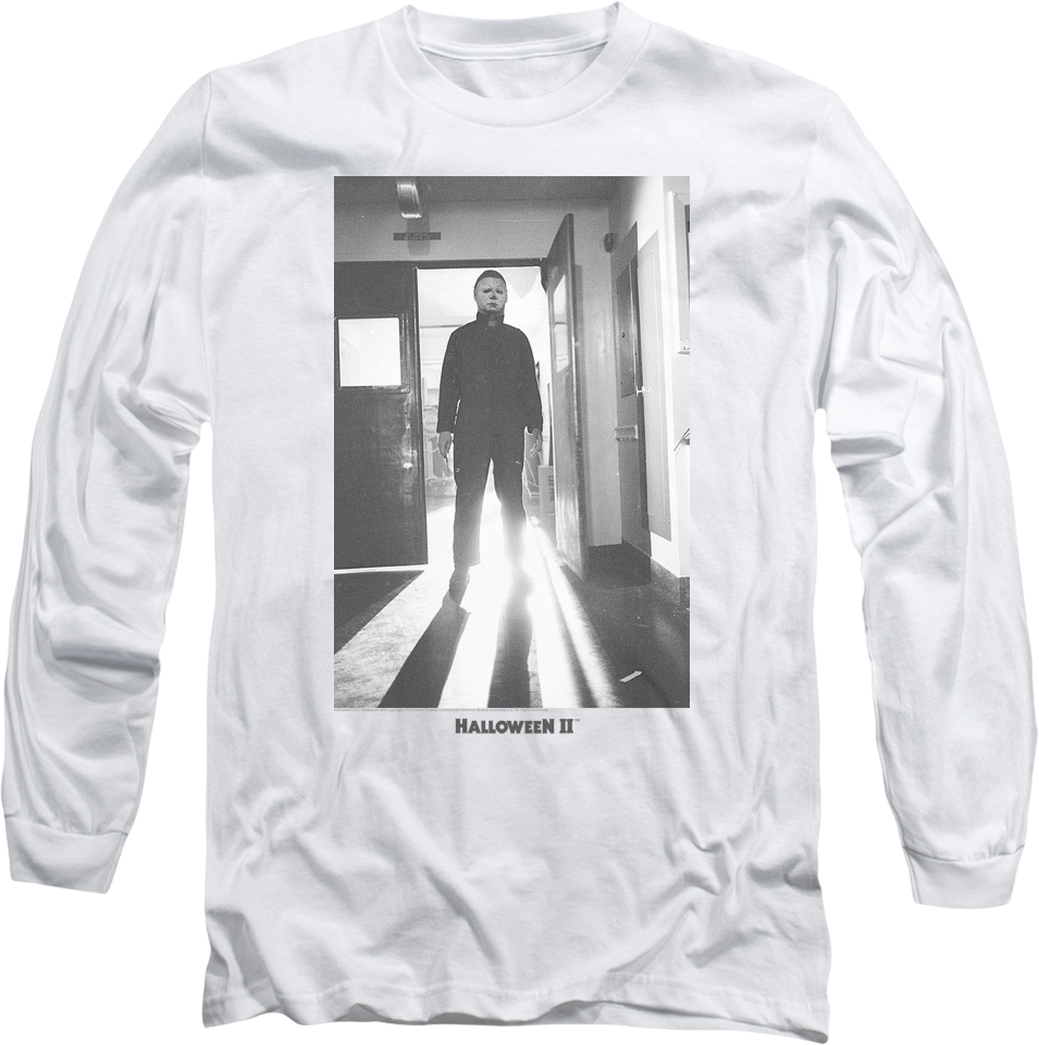 Michael Myers Black & White Photo Halloween II Long Sleeve Shirt