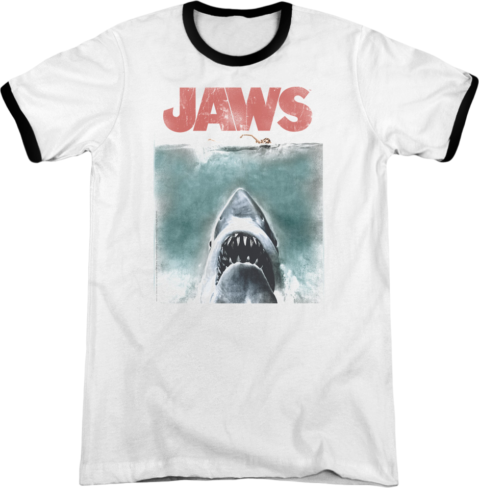 Movie Poster Jaws Ringer Shirt