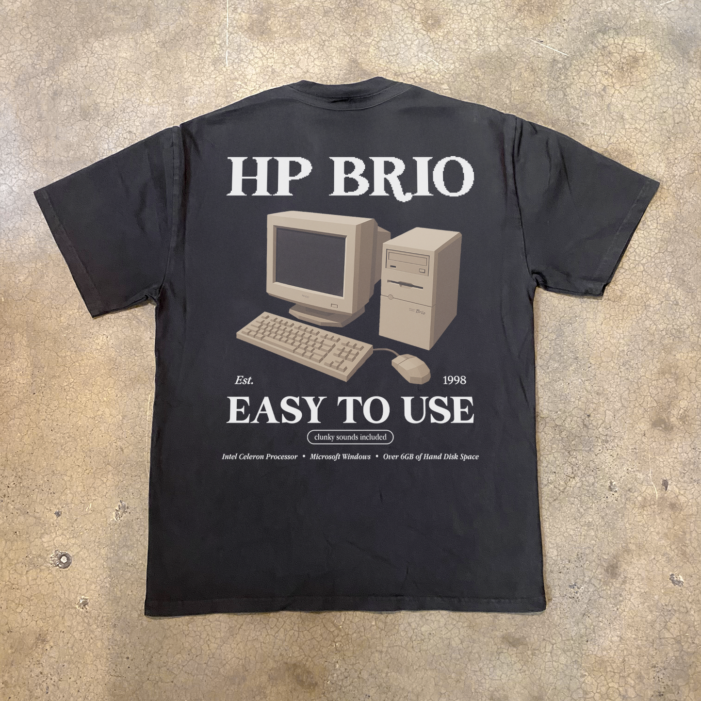90s 'HP BRIO' RETRO COMPUTER HEAVY FADED TEE