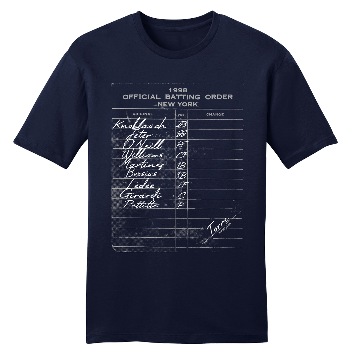 1998 New York AL Batting Lineup Tee