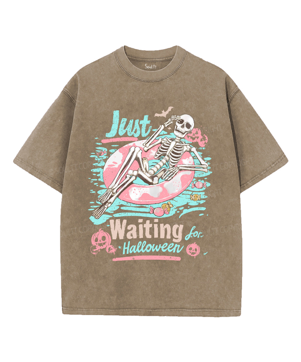 Just Waiting For Halloween Unisex Washed Christian T-shirt Style001