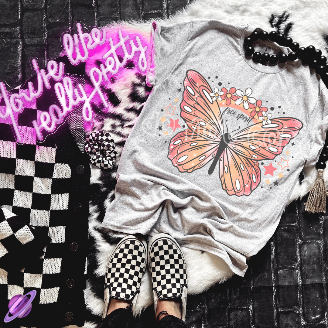 FREE SPIRIT BUTTERFLY TEE Hoodie, Sweatshirt | VibeTeeNation.com (Image 1)