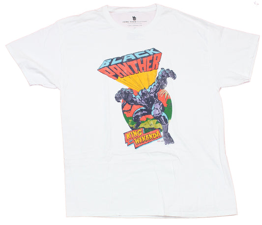 Black Panther Mens T-Shirt - King of Wakanda Beaming Logo Old School Image