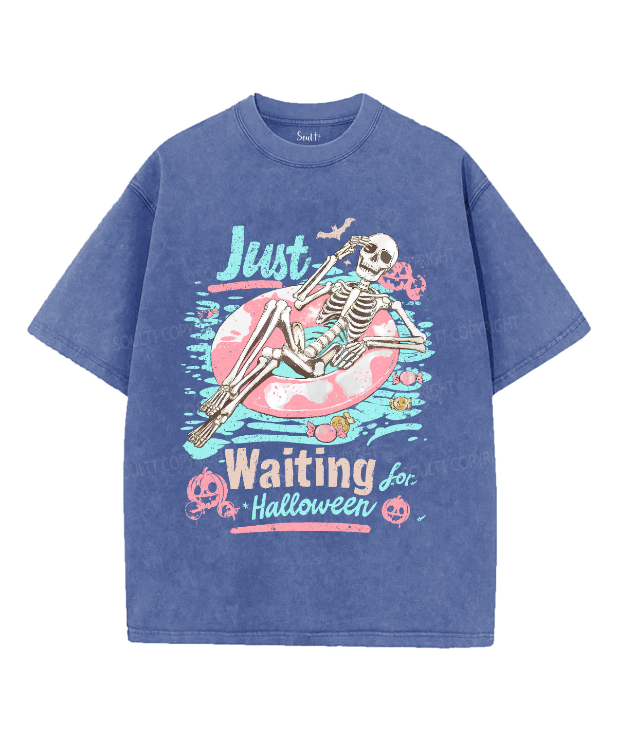 Just Waiting For Halloween Unisex Washed Christian T-shirt Style001