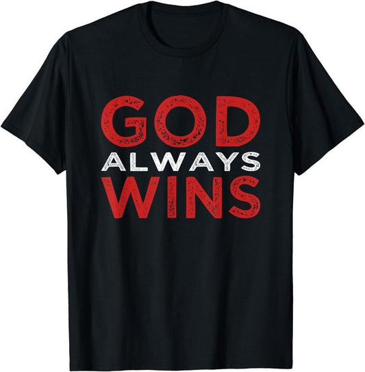 [100% Cotton] God Always Wins Religious T-Shirt