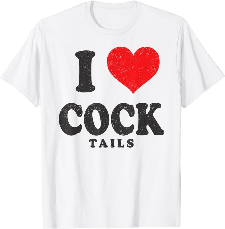 [100% Cotton] I Love Cocktails Funny Pun Sexual Innuendo Drinking Vintage T-Shirt