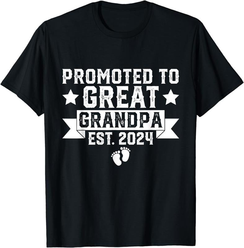 [100% Cotton] Soon to Be Great Grandfather, Promoted to Great Grandpa 2024 T-Shirt