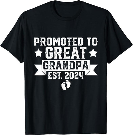 [100% Cotton] Soon to Be Great Grandfather, Promoted to Great Grandpa 2024 T-Shirt