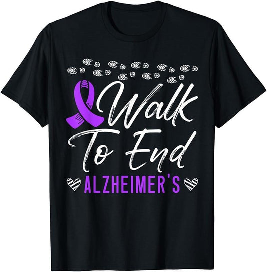 [100% Cotton] Walk To End Alzheimer's Disease Dementia I Wear Purple T-Shirt