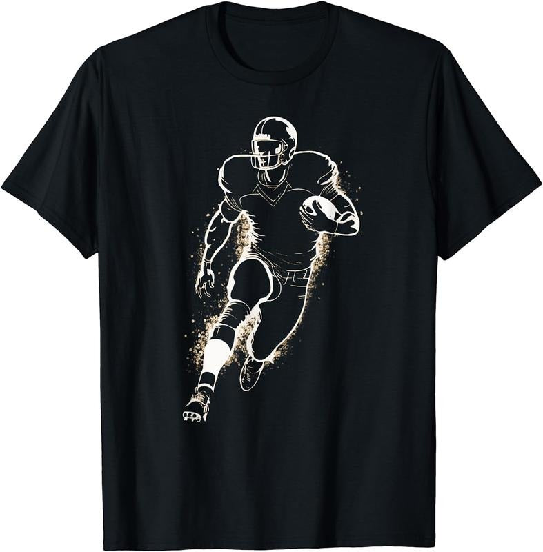 [100% Cotton]American Football Player Running With Ball T-Shirt