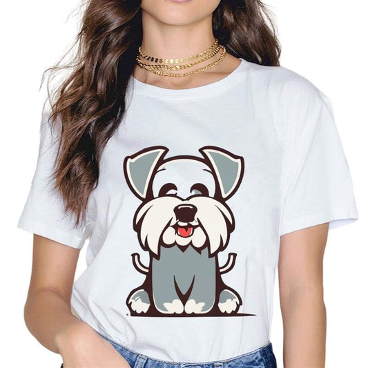 [100% Cotton]Cute Schnauzer For Schnauzer Owners Schnauzer Mom T-Shirt