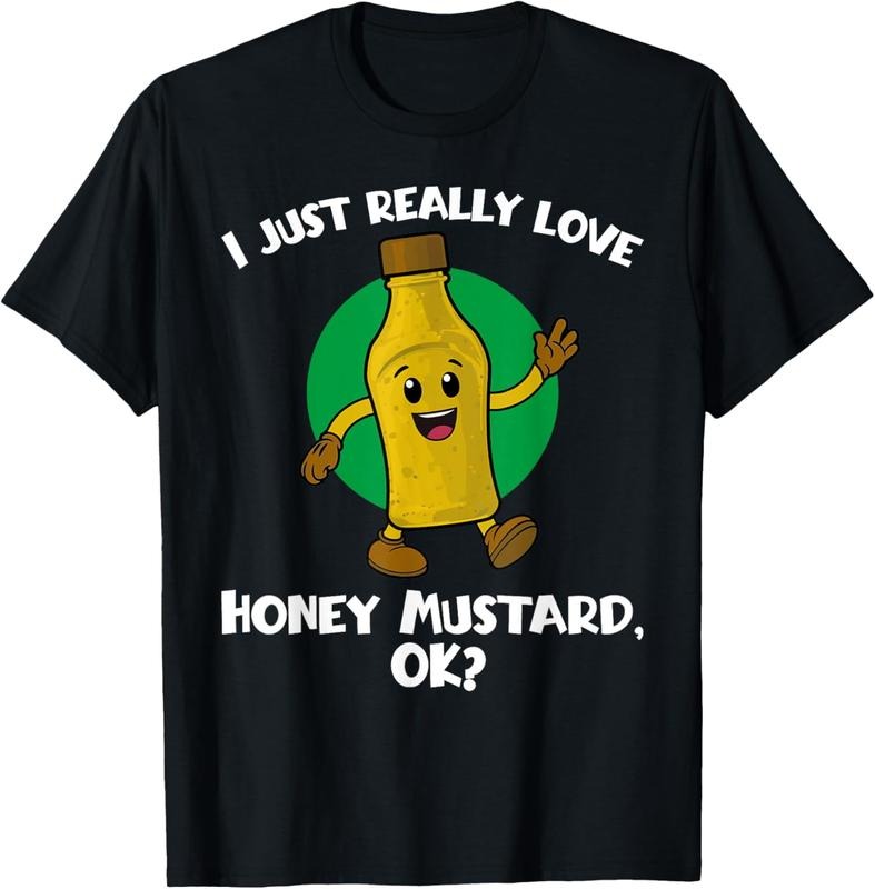 [100% Cotton]Funny I Just Really Love Honey Mustard Cartoon Food T-Shirt