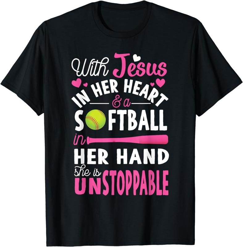 [100% Cotton]Jesus In Her Heart Softball Hand Funny Pitcher Gift For Her T-Shirt