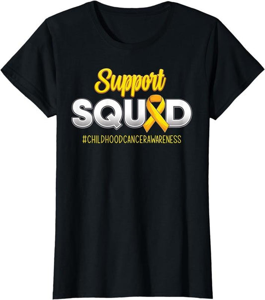 [100% Cotton]Support Squad Childhood Cancer Awareness For Women Men T-Shirt