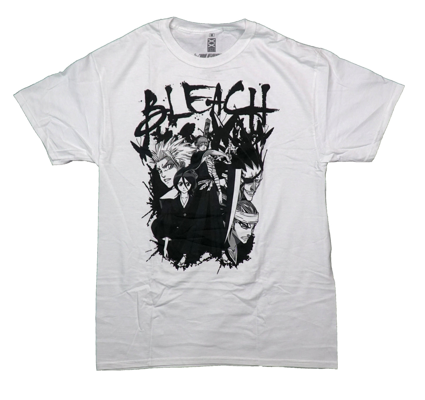 Bleach Mens T-Shirt -Black and White Cast Under Name